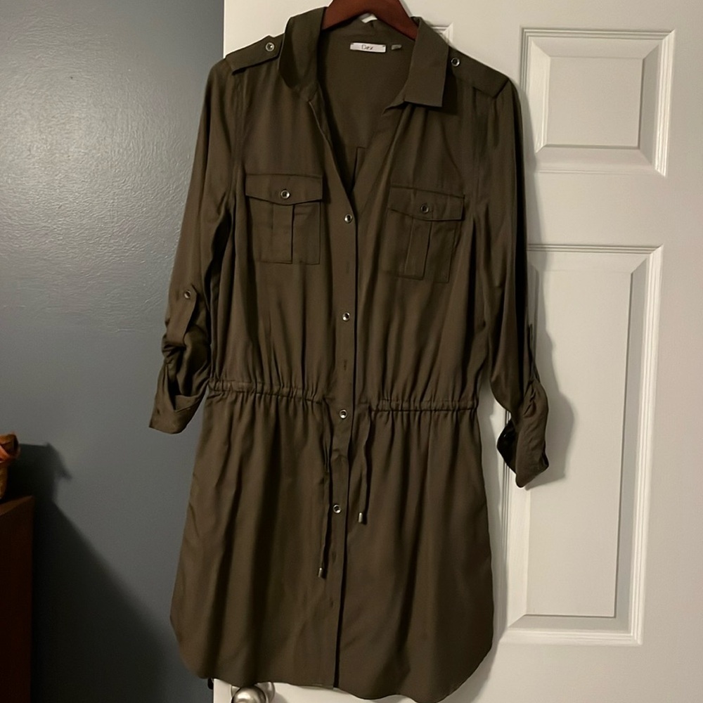 Dex olive green long sleeve dress in perfect condition size large